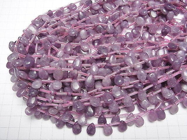 Lepidolith AA++ Birnenform (glatt) 12x8x5mm halb oder 1strang Perlen (ca. 15 Zoll / 37 cm)
