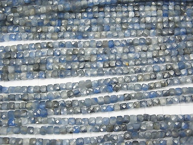 Hochwertig! Kyanit AA Würfelform 4x4x4mm halb oder 1strang Perlen (ca. 15 Zoll / 38 cm)