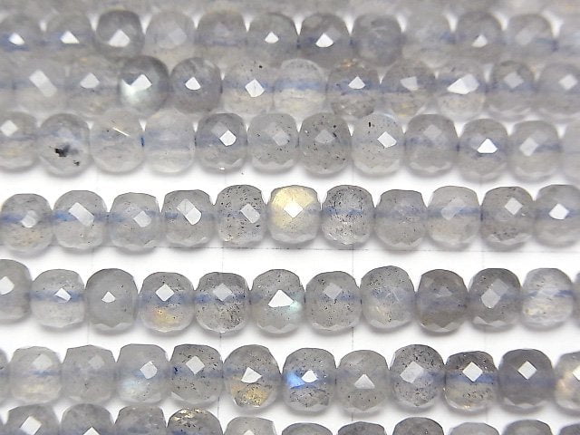 Hochwertig! Labradorit AA++ Würfelform 4,5x4,5x4,5mm halb oder 1strang Perlen (ca. 15 Zoll / 36 cm)
