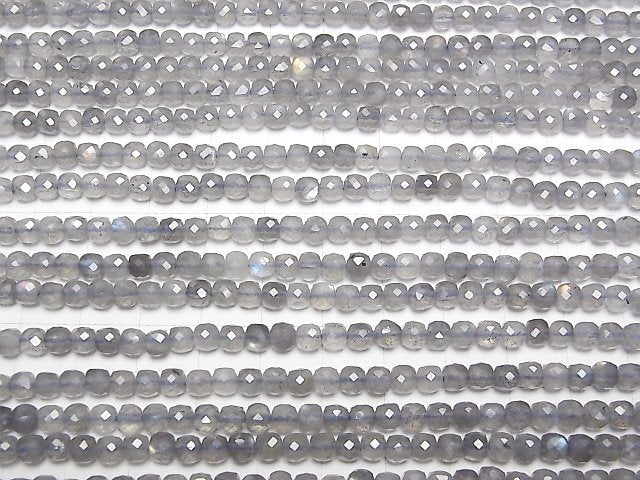 Hochwertig! Labradorit AA++ Würfelform 4,5x4,5x4,5mm halb oder 1strang Perlen (ca. 15 Zoll / 36 cm)