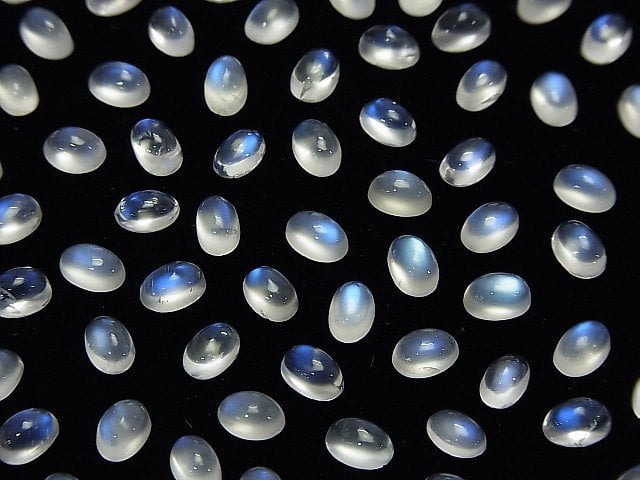 Hochwertiger königlicher blauer Mondstein AAA ovaler Cabochon 6x4mm 5 Stück