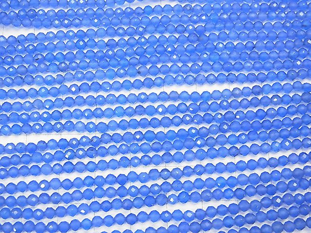 High Quality! Blue Agate AAA Faceted Round 3mm 1strand beads (aprx.15inch/37cm)