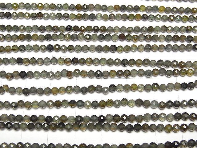 Hochwertig! Grüner Turmalin AAA- facettierte rund 3mm 1Strang Perlen (ca. 15 Zoll / 37 cm)
