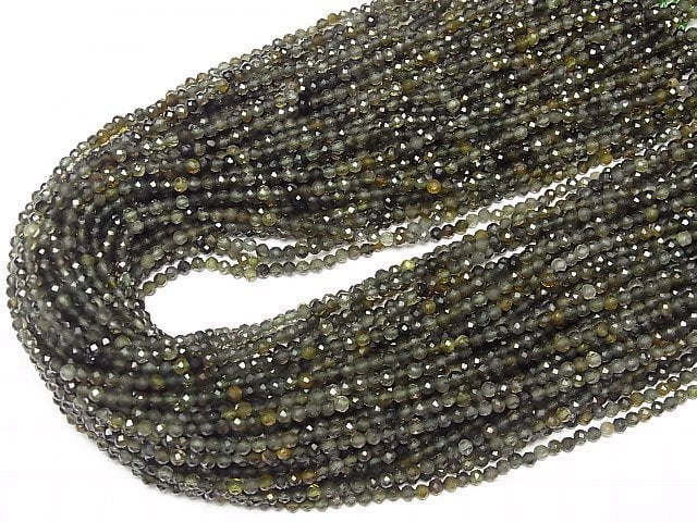 Hochwertig! Grüner Turmalin AAA- facettierte rund 3mm 1Strang Perlen (ca. 15 Zoll / 37 cm)