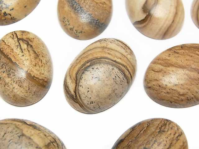 Bild-Jaspis ovaler Cabochon 30x22mm 1 Stück