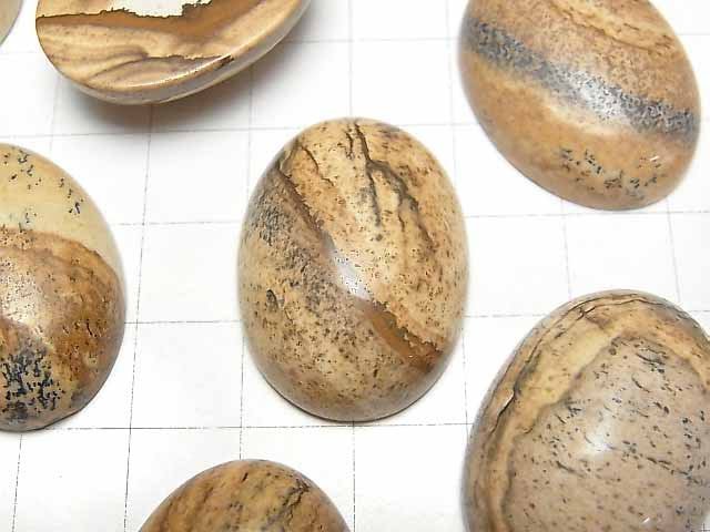 Bild-Jaspis ovaler Cabochon 30x22mm 1 Stück