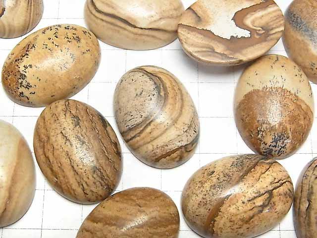 Bild-Jaspis ovaler Cabochon 30x22mm 1 Stück