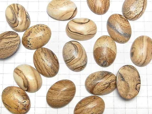 Bild-Jaspis ovaler Cabochon 30x22mm 1 Stück