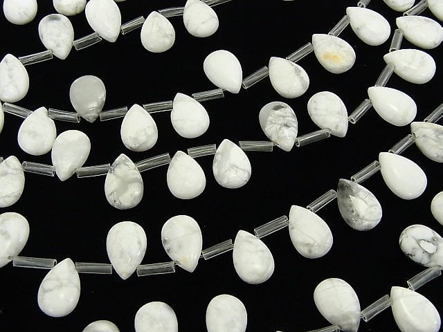 1strand $7.79! Howlite Magnesite Pear shape (Smooth) 12x8mm 1strand beads (aprx.14inch/34cm)