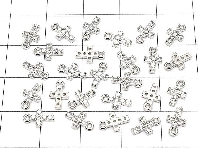 Metal parts 8x5mm Cross Silver color (with CZ) 2pcs