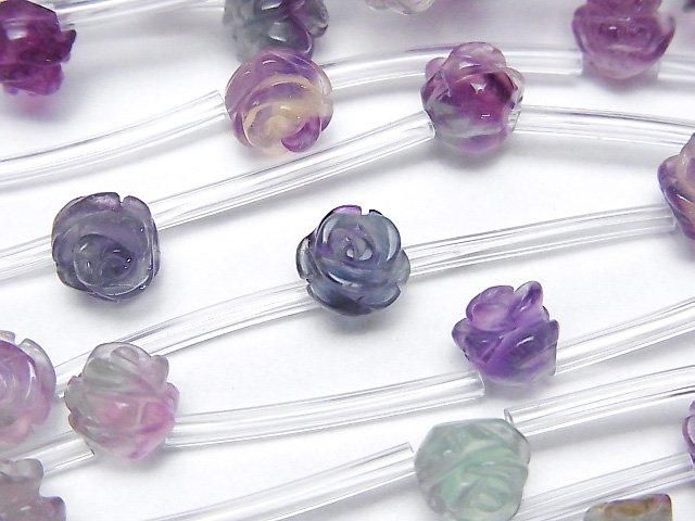 Multicolor Fluorit AA++ Rose 8mm halb oder 1strang Perlen (ca. 12 Zoll / 30 cm)