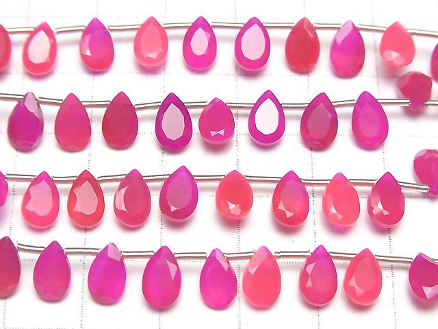 Hochwertiger Fuchsia Pink Chalcedon AAA Tropfenform facettiert 8x5mm 1strang Perlen (18 Stück)