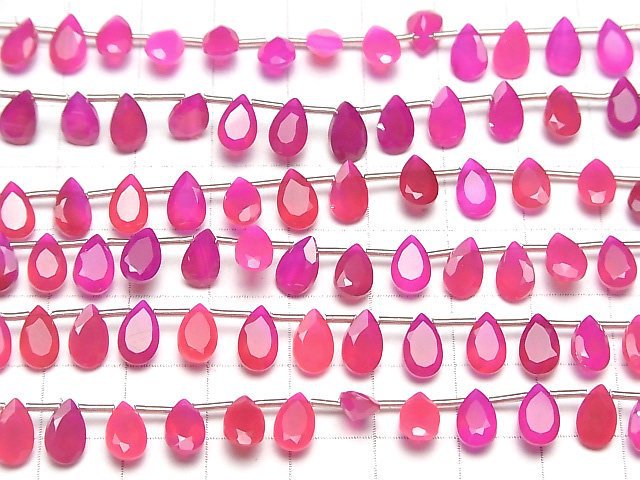 Hochwertiger Fuchsia Pink Chalcedon AAA Tropfenform facettiert 8x5mm 1strang Perlen (18 Stück)