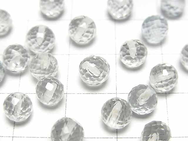 Hochwertiger weißer Topas AAA- halb durchbohrtes Loch facettierte Runde 6mm 2Stück 6,79$!