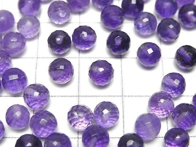 High Quality Amethyst AAA Half Drilled Hole Faceted Round 6mm 2pcs