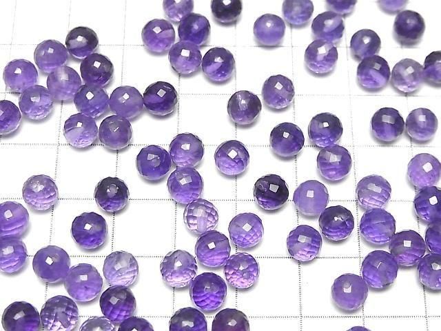 High Quality Amethyst AAA Half Drilled Hole Faceted Round 6mm 2pcs
