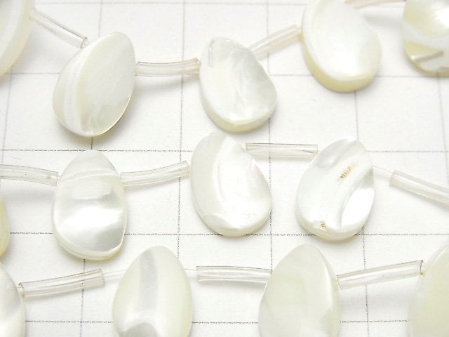 1strang 6,79 $! Muschelkern MOP Birnenform 12x8mm weiß 1strang Perlen (ca. 15 Zoll / 36 cm)