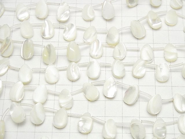 1strang 6,79 $! Muschelkern MOP Birnenform 12x8mm weiß 1strang Perlen (ca. 15 Zoll / 36 cm)