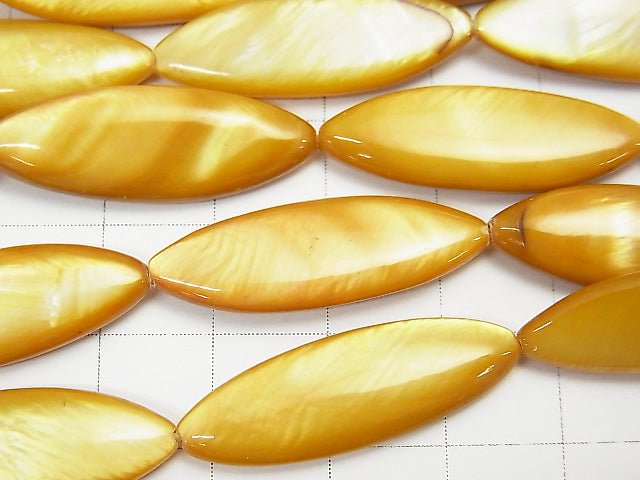 Goldfarbige Muschel Marquise 30x10x4mm 1 Strang Perlen (ca. 14 Zoll / 34 cm)