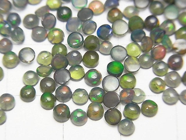 Hochwertiger schwarzer Opal AAA Rund Cabochon 3x3mm 10 Stück