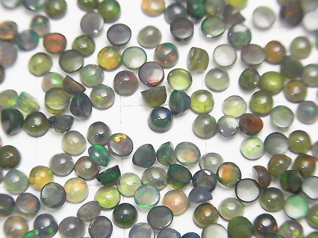 Hochwertiger schwarzer Opal AAA Rund Cabochon 3x3mm 10 Stück
