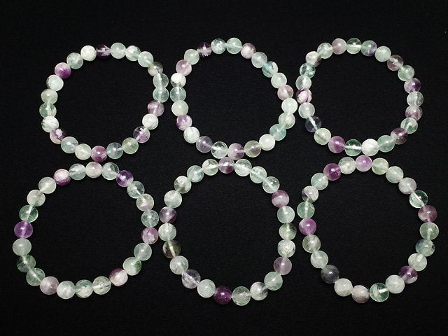 Multi Engel-Feder Fluorit Rund 8mm Armband