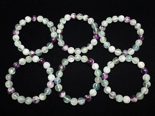Multi Engel-Feder Fluorit Rund 10mm Armband