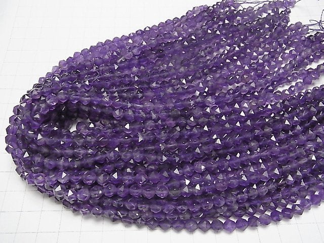 Hochwertig! Amethyst AA+ Stern Facettiert Rund 6mm halb oder 1Strang Perlen (ca. 15 Zoll / 36 cm)