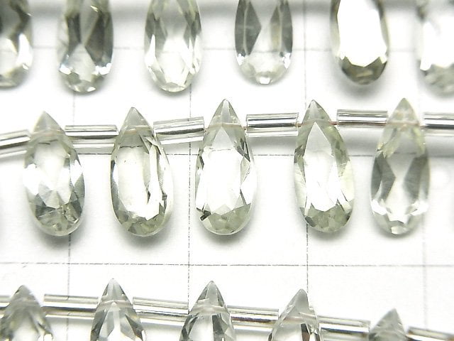 Hochwertiger Grüner Amethyst AAA Tropfenform Facettiert 12x5mm halb oder 1strang Perlen (18 Stück)