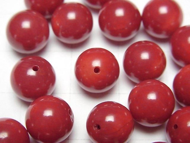 Rote Koralle (gefärbt) halb durchbohrt Rund 9,5mm 4 Stück