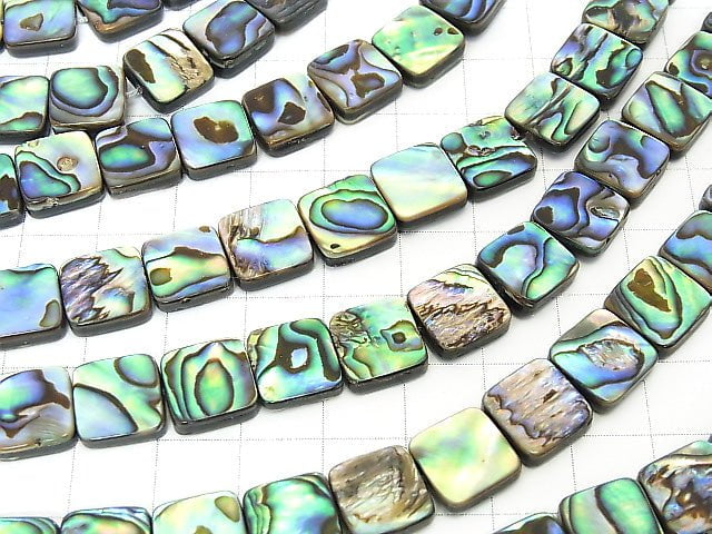 Abalone Shell Square 10x10mm 1/4 or 1strand beads (aprx.15inch/38cm)
