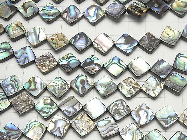 鮑魚殼鑽石形12x12毫米1/4串或1串珠子 (約15英寸/36厘米)