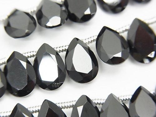 Hochwertiger schwarzer Spinell AAA Birnenform facettiert 10x7x3mm halb oder 1strang Perlen (28 Stück)