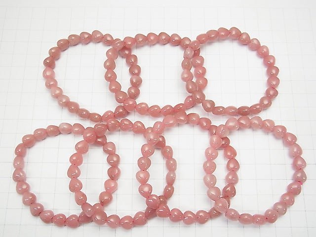Guava Quarz AAA- Vertikales Loch Herzform 8x8x6mm 1strang Perlen (Armband)