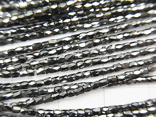 Black Diamond Faceted Tube 1/4 or 1strand beads (aprx.15inch / 37cm)
