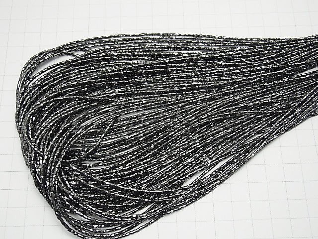 Schwarzer Diamant facettierter Rohr 1/4 oder 1strang Perlen (ca. 15 Zoll / 37 cm)