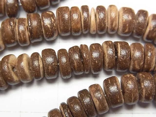 Coconut Rondelle 8x8mm Brown 1-strand beads (approx. 15 inches/38 cm)