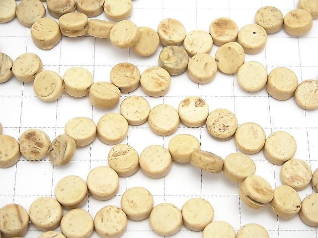 Coconut Coin 8x8x4mm Natural color 1strand beads (aprx.15inch/36cm)