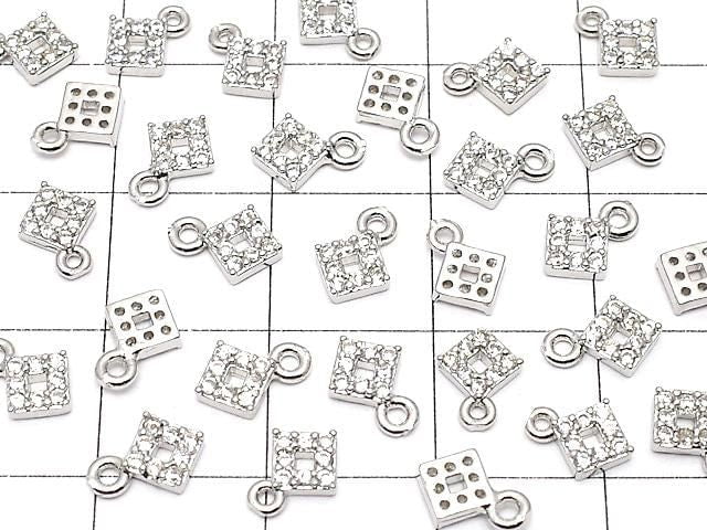 Metal parts CZ charm Diamond 5x5mm Silver color 2pcs