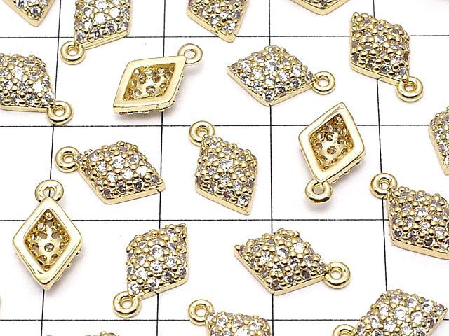 Metal Parts charm with CZ Diamond Shape 11x6mm Gold color 2pcs $2.79!