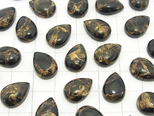 Copper Obsidian AAA Pear shape Cabochon 14x10mm 3pcs $9.79!