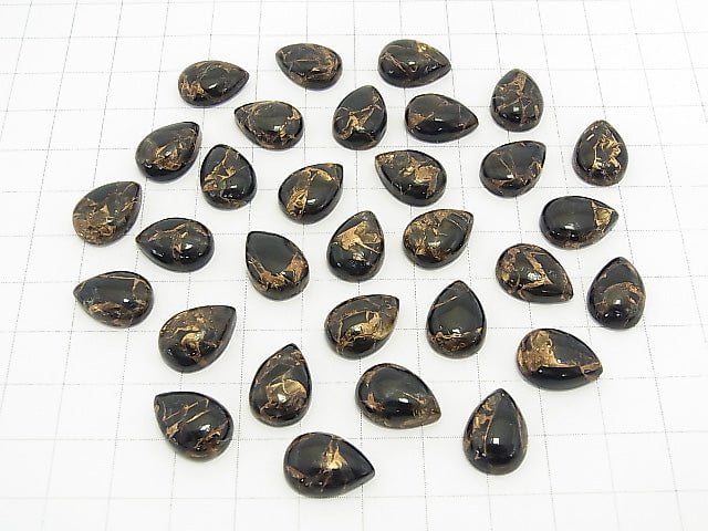 Copper Obsidian AAA Pear shape Cabochon 14x10mm 3pcs $9.79!