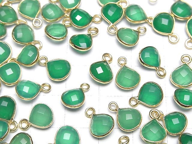 Hochwertiger grüner Onyx AAA Zargenfassung Kastanienform 8x8mm 18KGP 3 Stück