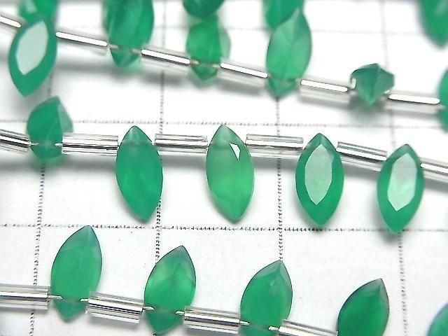 Hochwertiger grüner Onyx AAA Marquise facettiert 8x4mm 1strang Perlen (18 Stück)