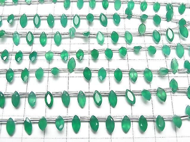 Hochwertiger grüner Onyx AAA Marquise facettiert 8x4mm 1strang Perlen (18 Stück)