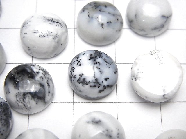 Dendritischer Opal runder Cabochon 12x12mm 2 Stück