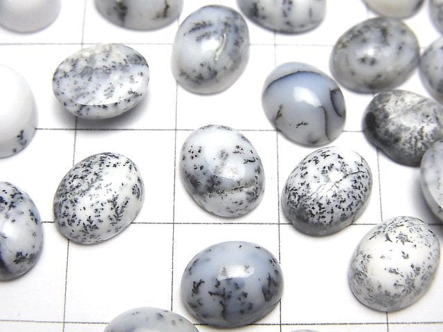 Dendritischer Opal ovaler Cabochon 10x8mm 5 Stück