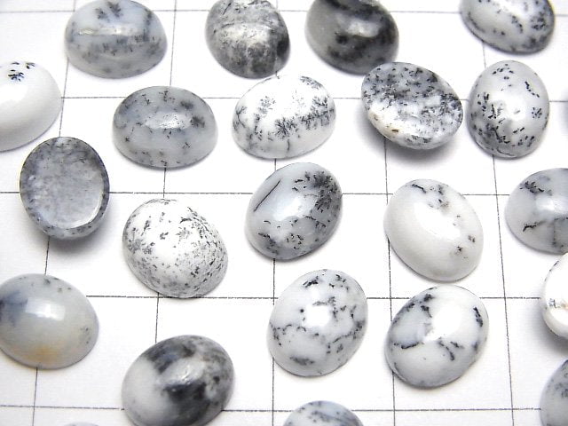 Dendritischer Opal ovaler Cabochon 10x8mm 5 Stück