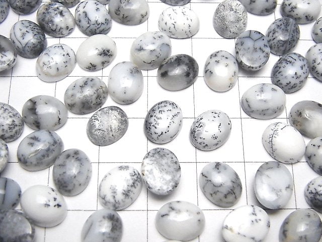Dendritischer Opal ovaler Cabochon 10x8mm 5 Stück