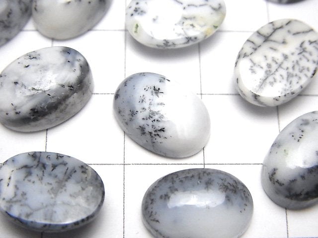 Dendritischer Opal ovaler Cabochon 14x10mm 2 Stück